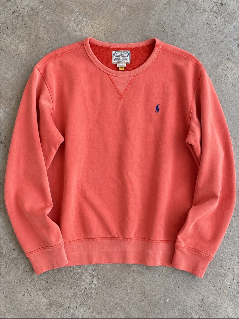 Polo Ralph Lauren Garment Dyed Fleece Crewneck Sweatshirt Men XL Coral Preppy